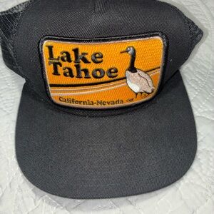 Vintage Style Lake Tahoe Goose Patch Trucker Hat Cap - Black - Snap Back